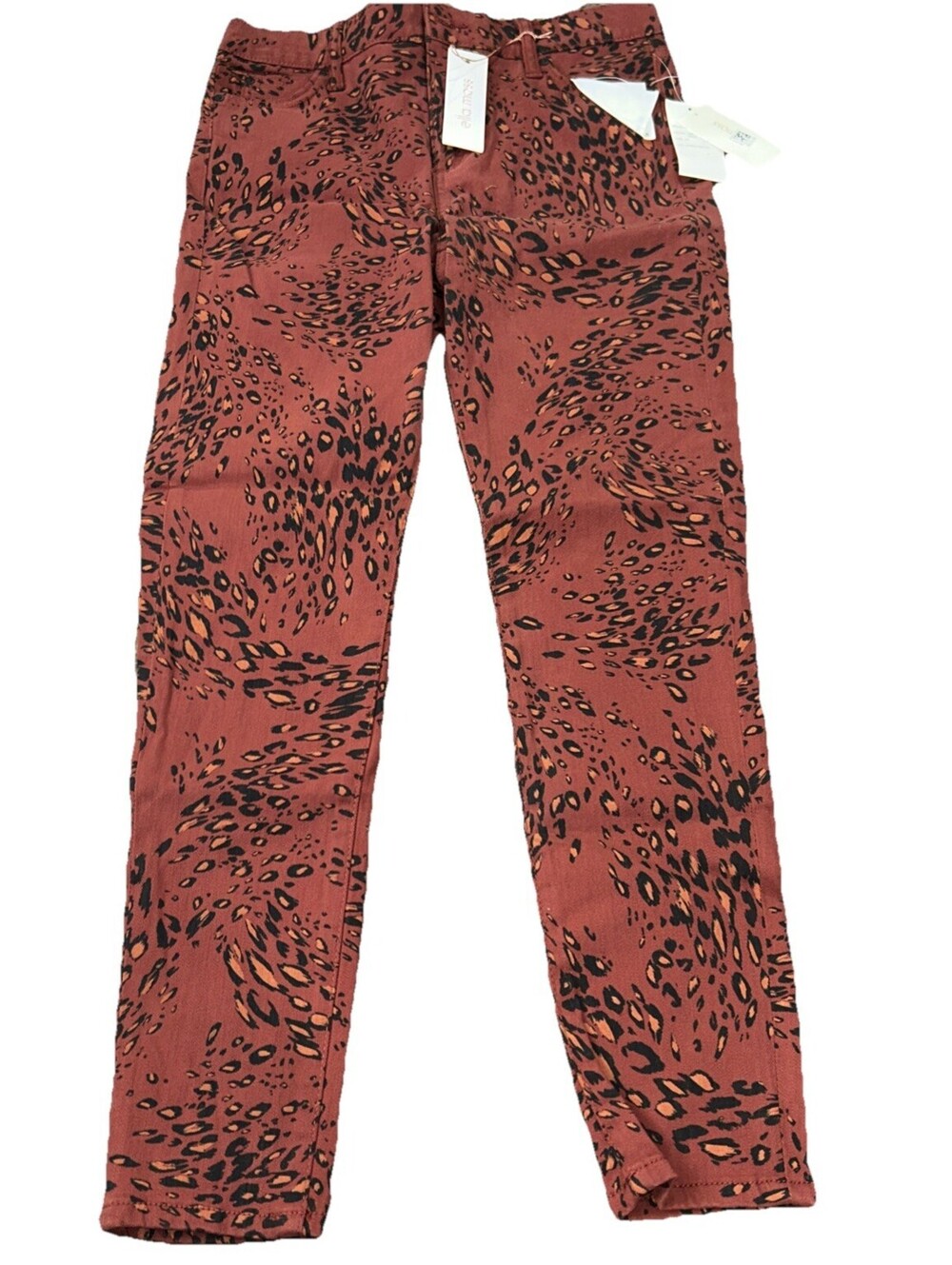 Ella Mosk Women’s Jeans Cheetah Swirl Sable 26 High Rise Skinny Ankle